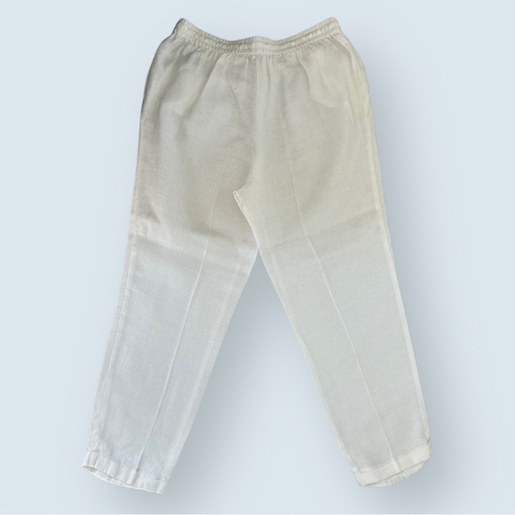 J. Crew White Linen Straight Leg Pants with Drawstring (Size 12) - Picture 3 of 5